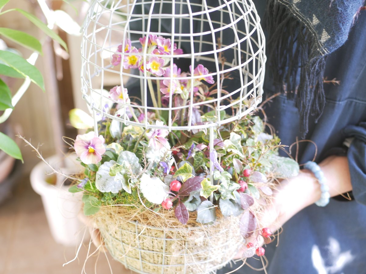 おまかせコース 8800円】 季節の草花の寄せ植え とり籠バスケット L