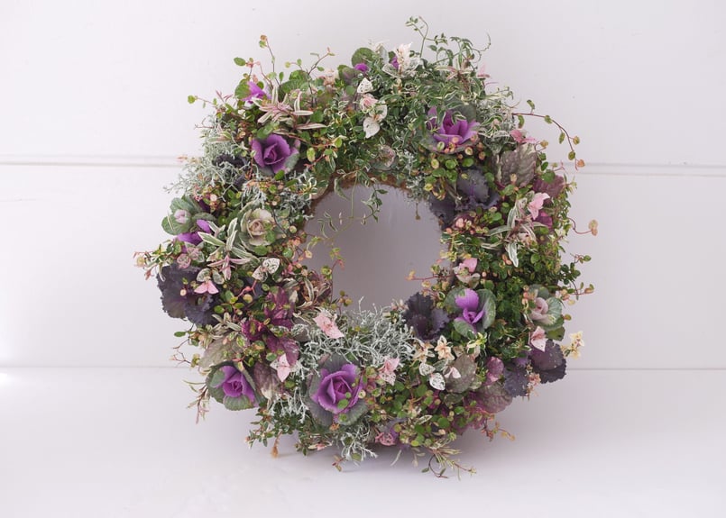 季節のリース 花苗たっぷり 直径35センチリース 開店祝い 新築祝い