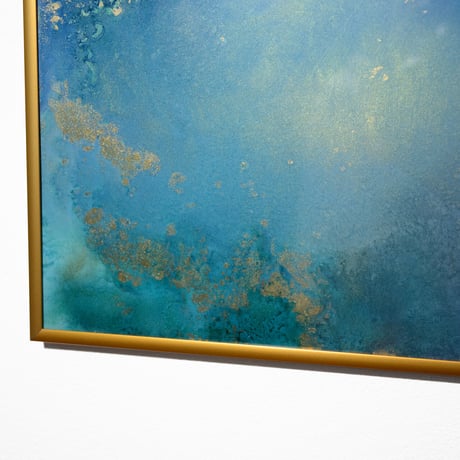 「See Blue 04／シーブルー 04」A3フレームセット  alcohol ink art interior poster／アルコールインクアート インテリアポスター