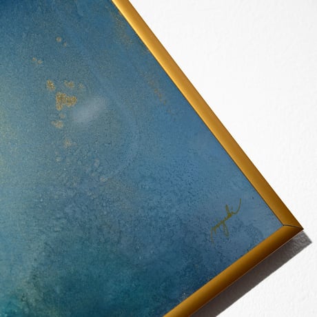 「See Blue 04／シーブルー 04」A3フレームセット  alcohol ink art interior poster／アルコールインクアート インテリアポスター