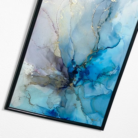 「Dragee Blue01／ドラジェ・ブルー01」 alcohol ink art interior poster／アルコールインクアート インテリアポスター