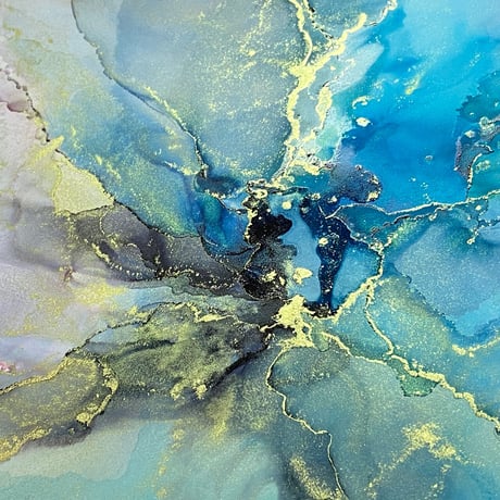 「Dragee Blue01／ドラジェ・ブルー01」 alcohol ink art interior poster／アルコールインクアート インテリアポスター
