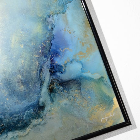 「Bleu de Monet01／ブルー・ドゥ・モネ01」 alcohol ink art interior poster／アルコールインクアート インテリアポスター
