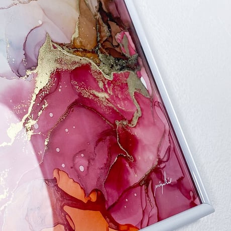 「Poppy Red 01／ポピーレッド 01」 alcohol ink art interior poster／アルコールインクアート インテリアポスター
