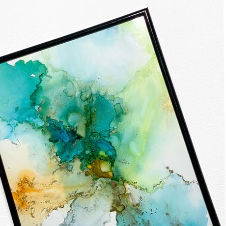 「Tropic Isle Blue01／トロピック・アイル・ブルー01」 alcohol ink art interior poster／アルコールインクアート インテリアポスター