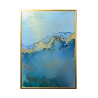 「See Blue 04／シーブルー 04」A3フレームセット  alcohol ink art interior poster／アルコールインクアート インテリアポスター