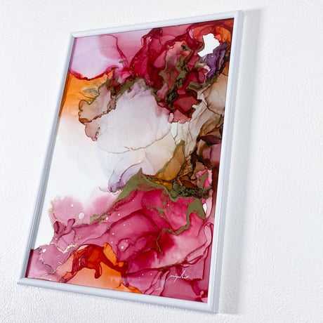 「Poppy Red 01／ポピーレッド 01」 alcohol ink art interior poster／アルコールインクアート インテリアポスター