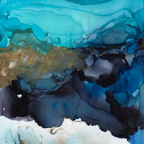 「Midnight Blue 01／ミッドナイトブルー 01」 alcohol ink art interior poster／アルコールインクアート インテリアポスター