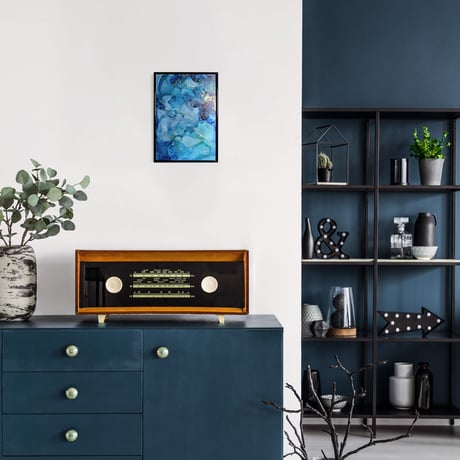 「Marine Blue 02／マリンブルー 02」 alcohol ink art interior poster／アルコールインクアート インテリアポスター