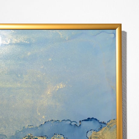 「See Blue 04／シーブルー 04」A3フレームセット  alcohol ink art interior poster／アルコールインクアート インテリアポスター