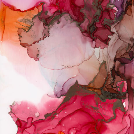 「Poppy Red 01／ポピーレッド 01」 alcohol ink art interior poster／アルコールインクアート インテリアポスター