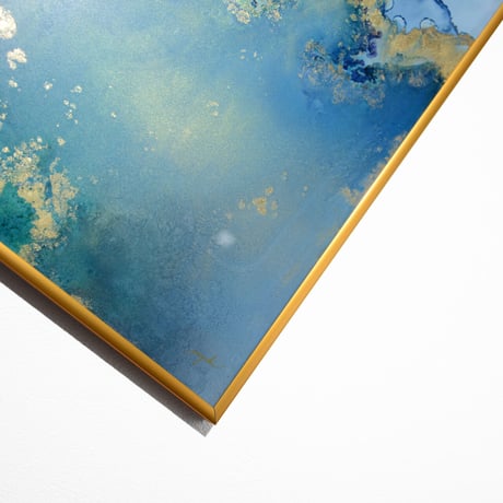 「See Blue 04／シーブルー 04」A3フレームセット  alcohol ink art interior poster／アルコールインクアート インテリアポスター