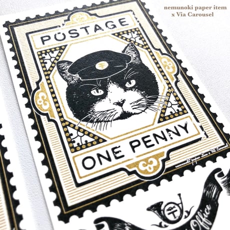 nemunoki paper item/「猫たちの郵便局」❶ファイル付きレターセット・❷ミニカードセット