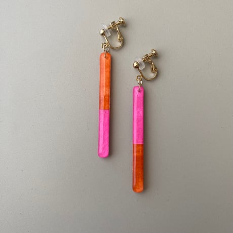 tomoiro(ともいろ） icicle  イヤリング　テラコッタ×ピンク　イヤリング・ピアス