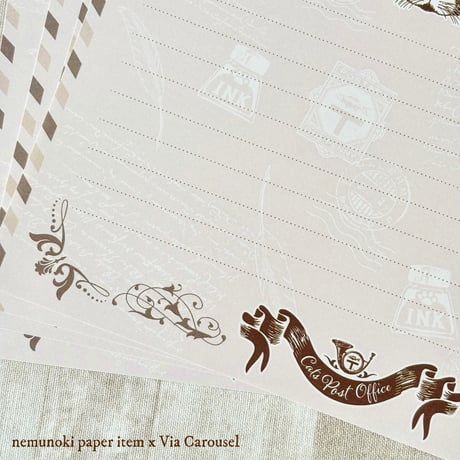 nemunoki paper item/「猫たちの郵便局」❶ファイル付きレターセット・❷ミニカードセット