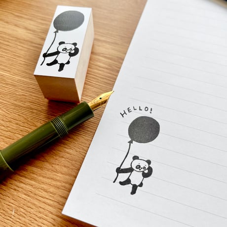 963hanko ／ラバースタンプ　風船パンダ