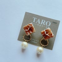TARO/茶×コットンパールピアス