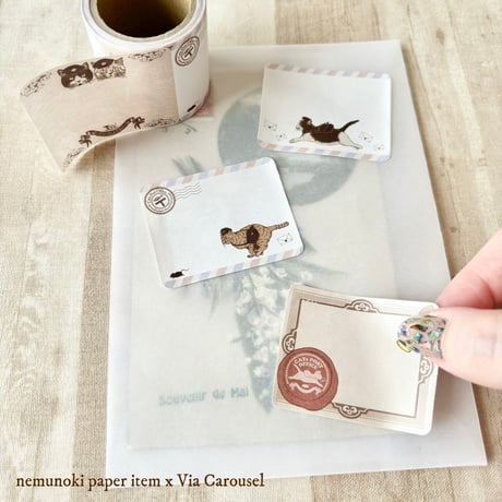 nemunoki paper item/「猫たちの郵便局」　ロール付箋