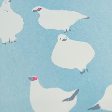 itomici　山と刺繍	ふわふわ雷鳥ポストカード