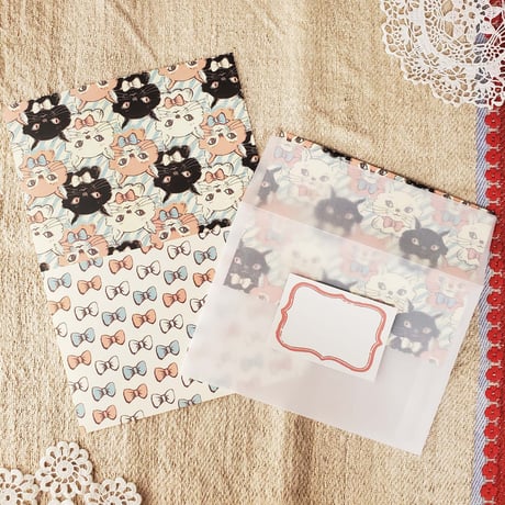 ant's Handmade Market /  お手紙セット ①ミャオミャオ トリコロール ②切手