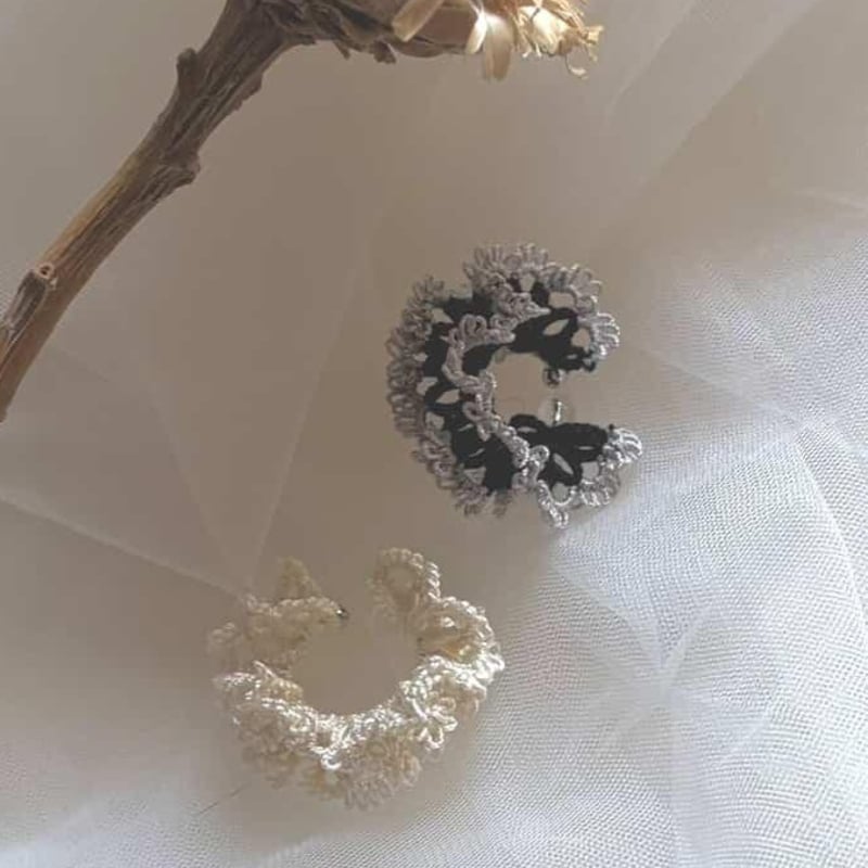 toito hari ひらひらイヤーカフ 白 | くうそう ONE-DERFUL