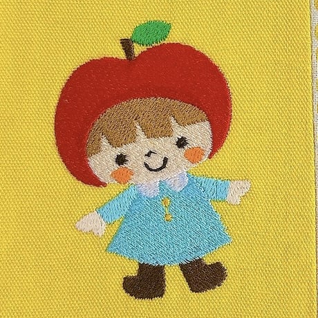 チョコット　ぺたんこ刺繍ポーチ　りんご