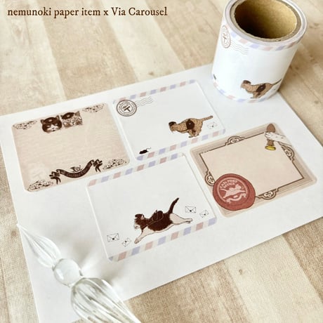 nemunoki paper item/「猫たちの郵便局」　ロール付箋