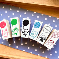 963hanko ／ラバースタンプ　風船パンダ
