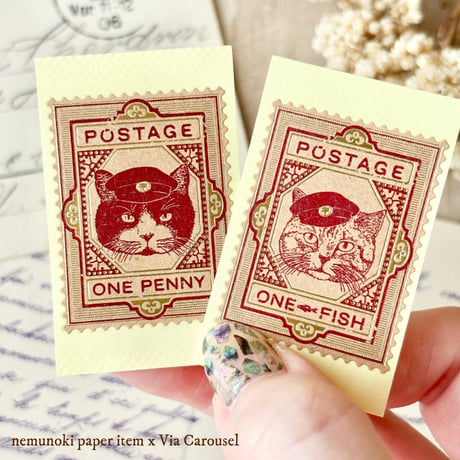 nemunoki paper item/「猫たちの郵便局」ポスト缶入り雑貨セット