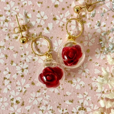 小さな紙工房/ 薔薇 ピアス/イヤリング