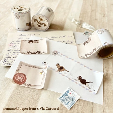 nemunoki paper item/「猫たちの郵便局」　ロール付箋