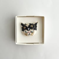 Manari／お花猫ブローチ  黒