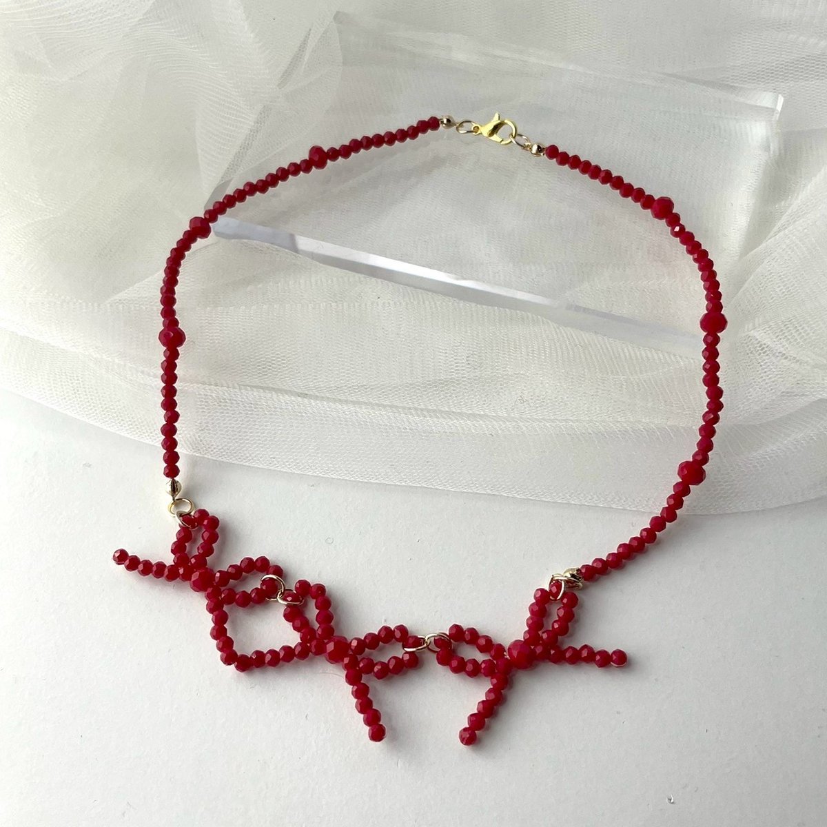 コムデギャルソンガール　リボンネックレス　レッド コムデギャルソンガール リボンネックレス レッド