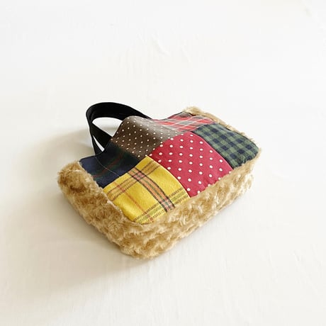 yamamoto404／ボアとウールのパッチワークバッグ