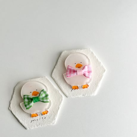 coco maica.　おえかきブローチ おめかしアヒルさんブローチ ①②
