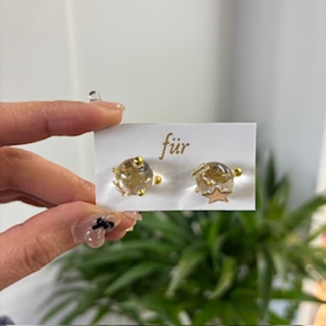 fur(フゥア)/ クリアボール✕つぶつぶピアス -GOLD-