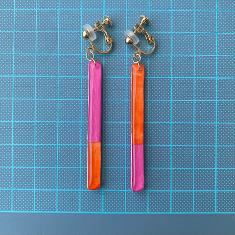 tomoiro(ともいろ） icicle  イヤリング　テラコッタ×ピンク　イヤリング・ピアス