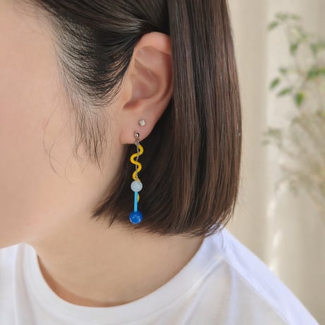clemo　くねくねダンベル レモンソーダ ピアス・イヤリング