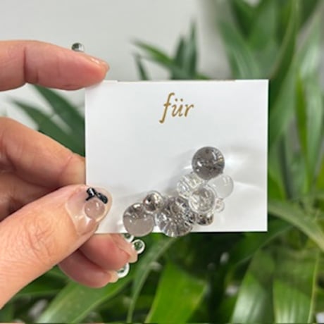 fur(フゥア)/ クリアボール 立体レジン -イヤーカフ-