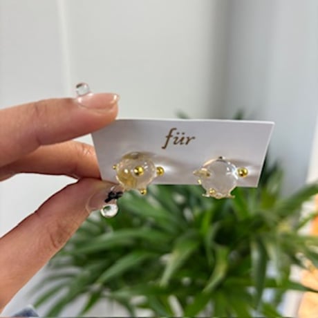 fur(フゥア)/ クリアボール✕つぶつぶピアス -GOLD-