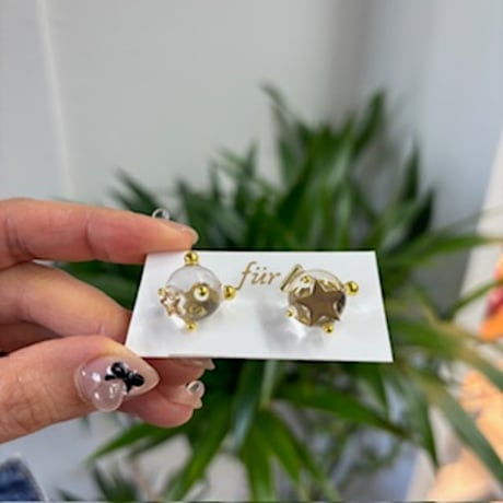 fur(フゥア)/ クリアボール✕つぶつぶピアス -GOLD-