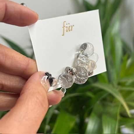 fur(フゥア)/ クリアボール 立体レジン -イヤーカフ-