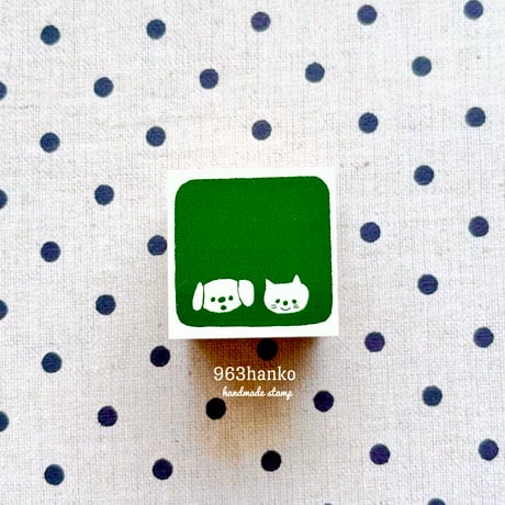 963hanko /ラバースタンプ　ワンニャンなかよし枠