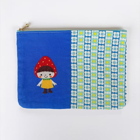 チョコット　ぺたんこ刺繍ポーチ　いちご