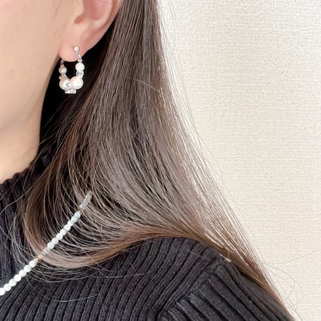 Ery Jewelry(エリージュエリー) / パールフープ風 ピアス/イヤリング