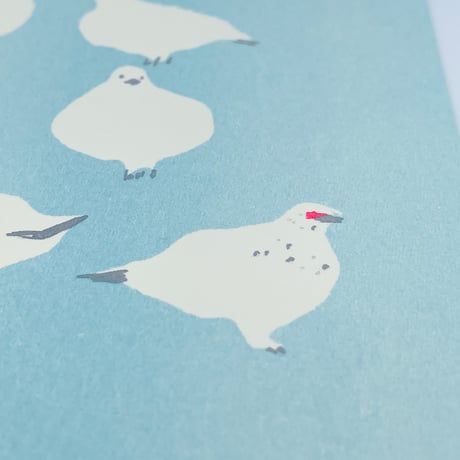 itomici　山と刺繍	ふわふわ雷鳥ポストカード