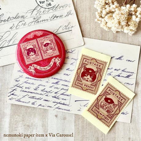 nemunoki paper item/「猫たちの郵便局」ポスト缶入り雑貨セット