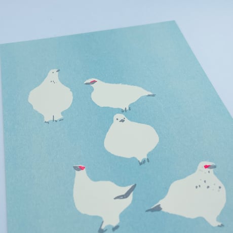 itomici　山と刺繍	ふわふわ雷鳥ポストカード