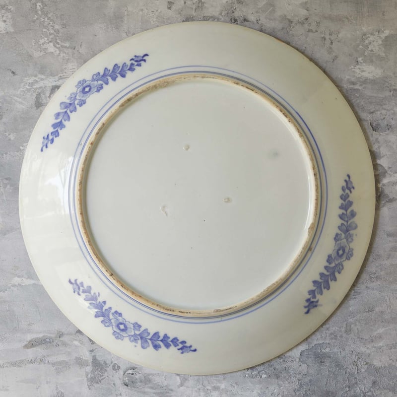 海外ではすでに. 松鶴富士印判イゲ大皿 大正時代 Pine & Crane