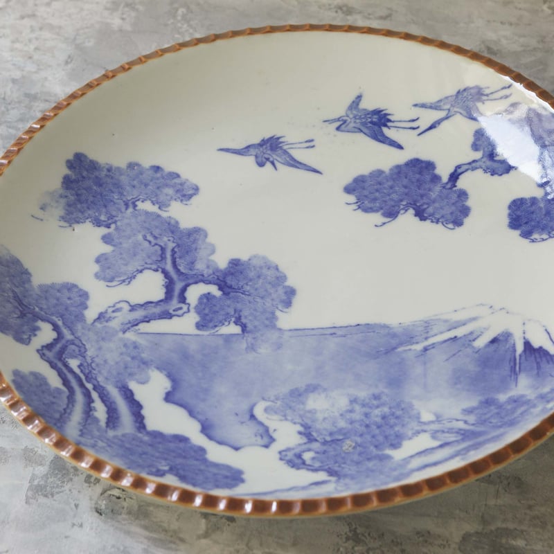 海外ではすでに. 松鶴富士印判イゲ大皿 大正時代 Pine